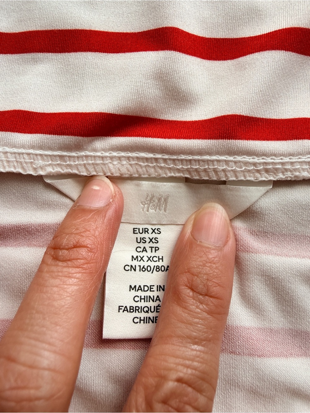 H&M Off-Shoulder Red and White Striped Crop Top - Picture 2 of 3